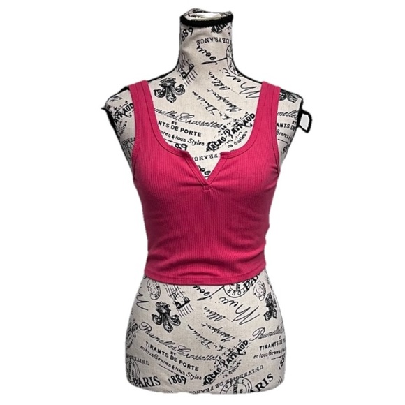 Vtg Y2k Aeropostale Pink Crop Top Ribbed Hippie Coastal Beach Boho Balletcore S - Picture 1 of 8